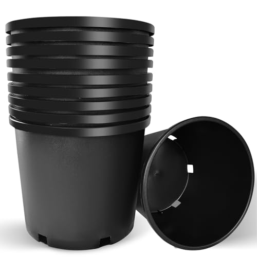 Fsehyue 10 Gallon Nursery Pots Plastic Container Injection Molded Pot for Plants Flexible with Drainage Holes Suitable for Plants Soil Growers or Hydroponics Black 10 Pcs