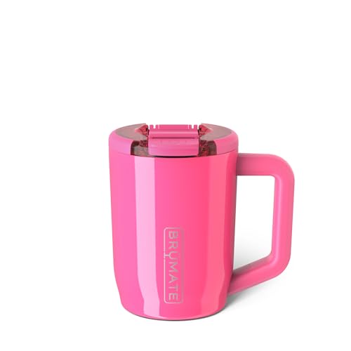 BrüMate Müv - 15oz 100% Leak Proof Insulated Coffee Mug with Handle & Lid - Stainless Steel Coffee Travel Mug - Double Walled Coffee Cup (Neon Pink)