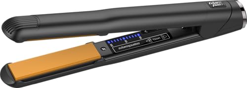 Glampalm Hair Straightener - 1" Ceramic Flat Iron, 11 Heat Settings (220°–450°), Fast 25s Heat Up, Korea's No.1 Salon Styling Tool with 3D Swivel Cord & Dual Voltage, Black (GP201)