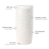 Simple Modern Travel Coffee Mug Tumbler with 360° Lid | Ceramic-Lined Insulated Stainless Steel Cold Brew Iced Coffee Cup Thermos | Gifts for Women Her Him | Voyager Signature | 16oz | Cream Leopard