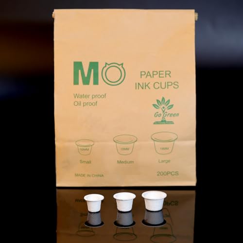 MO MOLONG Paper Tattoo Ink Caps 200Pcs - Tattoo Ink Cups S 10mm - White - Disposable - Microblading Makeup Tattoo Accessory