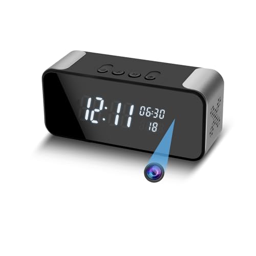 Hidden Camera,Wireless Indoor Camera for Home Security, Alarm Clock & Bluetooth Speaker, 4K Nanny Cam for Indoor Safety, HD Night Vision & Motion Detection Alerts,Cloud & SD Storage, App Control