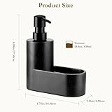 Shinowa Dish Soap Dispenser with Sponge Holder, Refillable Kitchen Dish Soap Dispenser Pump, 2-in-1 Countertop Soap Pump Dispenser for Kitchen Sink and Bathroom, Gravel Black