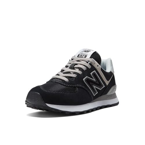 New Balance womens 574 V3 Sneaker, Black/White, 7.5 US