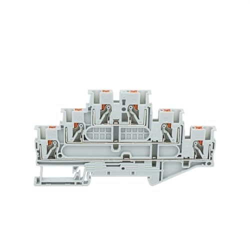 PT2.5-3L Push-in 3-Level Din Rail Terminal Block, 2.5mm² Triple Layer Cable Wire Electrical Connector PT-2.5-3L(Gray,10 Pcs)