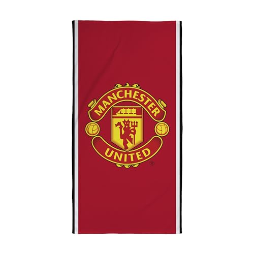 Character World Manchester United FC Official Towel | Super Soft Feel, Badge Soccer Club Design | Perfect The Home, Bath, Beach & Swimming Pool | One Size 30 x 60 Inches