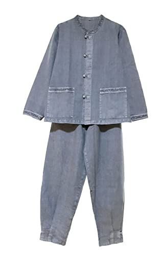 Altair Men Women Cotton 100% Shirt Pants Buddhist Zen Meditating Temple Clothing (gray, M)
