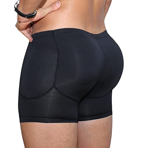 Zyxdk Men Padded Breathable Butt Booster Pantie Sexy Fake Ass Butt Lifting Boyshort Butt-Enhancing Shapewear Brief (Color : Black, Size : Large)