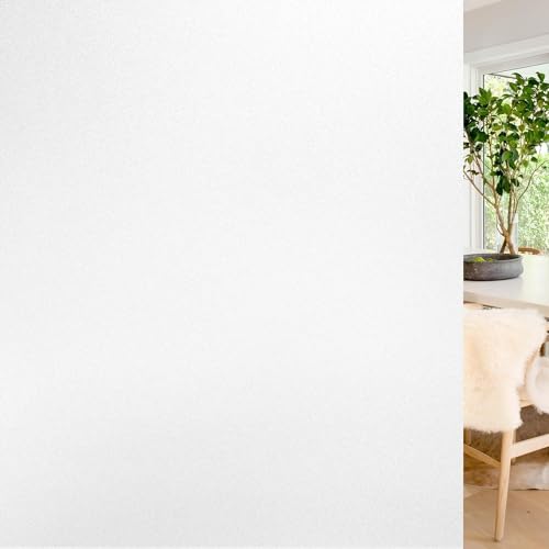 rabbitgoo Window Privacy Film, Non-Adhesive Frosted Glass Window Film for Bathroom, Static Cling Heat Blocking Stickers for Home Indoor Opaque Frosting Coverings House Tint, Matte White 17.5" x 78.7"