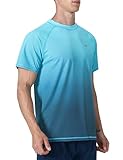 Men's Swim Shirts Rash Guard UPF 50+ UV Sun Protection T-Shirt Quick Dry Fishing Beach T Shirts Short Sleeve(BlueGradient,M)