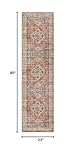 Lahome Oriental Washable Kitchen Runner Rug Non Slip, 2x8 Runners for Hallways with Rubber Backing, Vintage Soft Long Carpet for Bathroom Laundry Bedroom, Peach/Orange