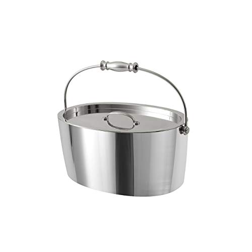 Fortessa Crafthouse Professional Metal Barware/Bar Tools by Charles Joly, 12" x 5.25" Stainless Steel Ice Bucket with Handle and Drain Tray, Single, Silver