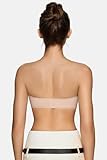 Vertvie Women's Wireless Strapless Bra Seamless Padded Bandeau Bra Non-Slip Silicone Tube Top Push Up Convertible Bralette (Skin Color,Small)