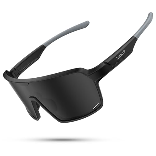 Lamicall Polarized Sports Sunglasses for Men Women, [29g Ultralight] UV400 Protection Sun Glasses for Cycling Running Baseball Fishing Golf Beach Volleyball, Full Frame, Black
