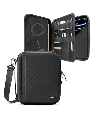 tomtoc Portfolio Shoulder Bag for 13 Inch iPad Pro M4 & 2025 iPad Air M3/M2 2024, 12.9-inch iPad Pro, Protective Case with Accessories Pocket, Carrying Storage for Pencil Pro/Adapter/Magic Keyboard