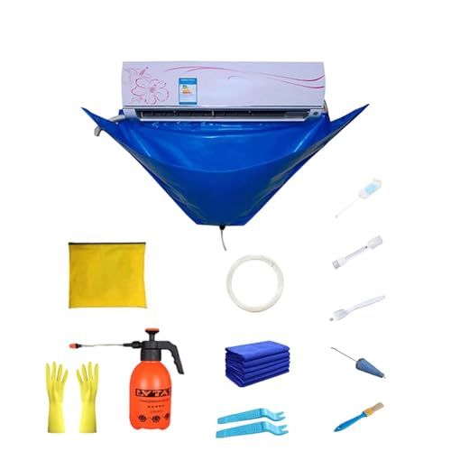 wsndyy 14pcs Mini Split Cleaning Kit for Air Conditioner, Split Air Conditioner Cleaning Cover Mini Split Cleaning Kit, Wall Mounted Air Conditioner Cleaning Tools Waterproof Cover (Blue 14PCS)