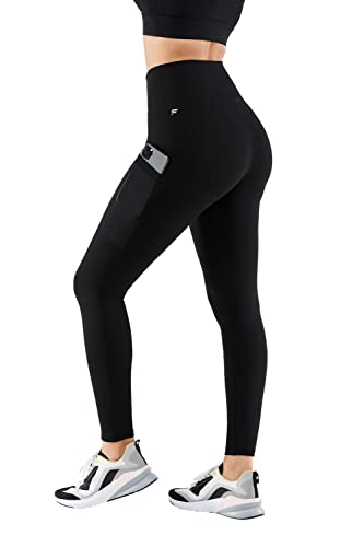Fabletics Women's On-The-Go PowerHold® High-Waisted Legging, Maximum Compression, Flattering, M/Regular | 27, Black