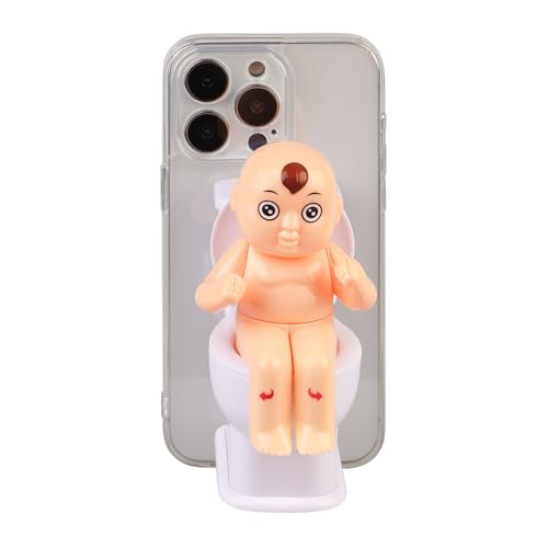 MintBear 3D Funny Tricky Toilet Boy Phone Case Compatible with iPhone 14 Pro Case, TPU Shockproof Clear Spoof Boy Cartoon Phone Case, Perfect Spoof Gift for Her or Him Ideas