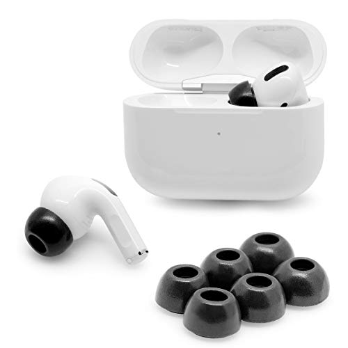 Eartune Fidelity UF-A Premium Memory Foam Tips for AirPods Pro (1st Gen & 2nd Gen) - Fits in Charging Case, Stays in Your Ears, Superb Sound Isolation, and Built-in Waxguard - X Large, [Black]