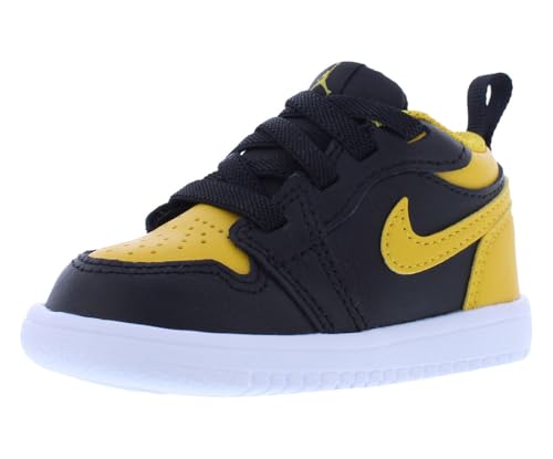 NIKE Jordan 1 Low Alt Baby/Toddler Shoes (DR9747-072, Black/White/Yellow Ochre) Size 4