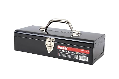 Pro-Lift Steel Tool Box – 14-inch Metal Toolbox Portable with Handle – Heavy Duty Metal Latch Closure Small Carry Storage Box Tools Organizer