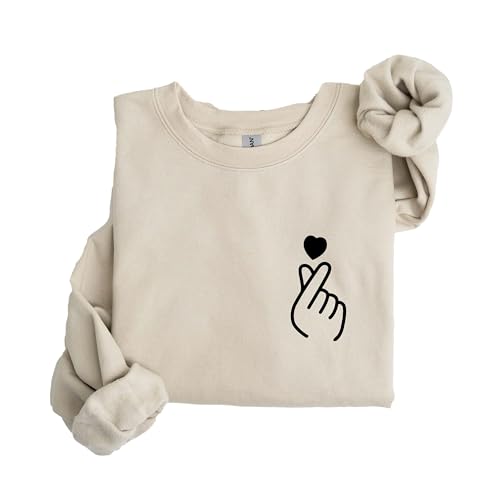 Korean Finger Heart Sweatshirt, Valentine Day Shirt, Gift for Girlfriend, Loving Shirt, Christmas Gift, Korean Drama T-shirt, Meaningful Tee