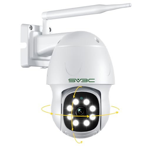 SV3C 4K PTZ POE Wired & WiFi Security Camera Outdoor-Dual Network Support, Auto Tracking ONVIF Security Cam, Color Night Vision, Human/Vehicle Detection, 2-Way Audio, Waterproof, 24/7 Record, CamHiPro