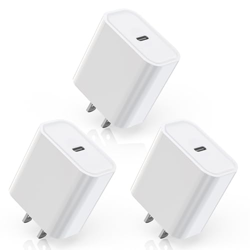 iPhone 16/15 Fast Charger Block,【3Pack】20W USB C Wall Charger Block Super Fast Charging Blocks Plug Bricks PD Type C Adapter for Apple iPhone 16 Pro Max/15 Plus/14/13/12/11/X/AirPods/iPad Pro/Air/Mini