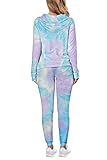 Fixmatti Women Tie Dye Set Long Sleeve Hoodie and Joggers Pant 2 Piece Sport Outfits L