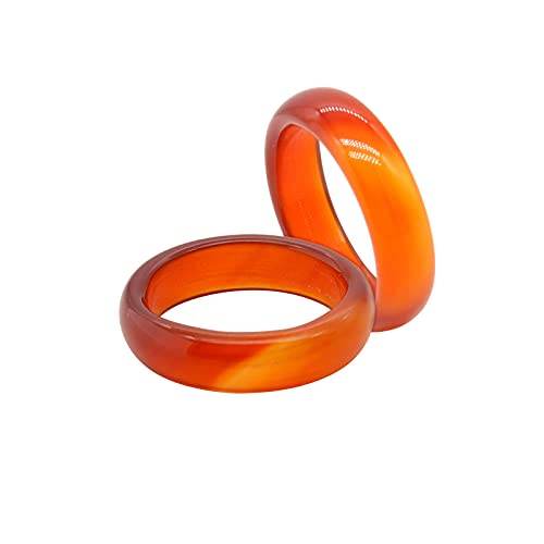 FUTIMELY 2Pcs 6mm Red Carnelian Crystal Rings Set for Women Agate Carnelian Stone Stackable Band Ring (9)