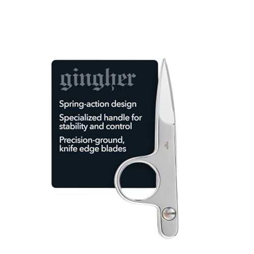 Gingher Spring-Action Knife-Edge Thread Nippers - 4.5" Stainless Steel Shears - Sharp Knife Edge Fabric Scissors - Silver