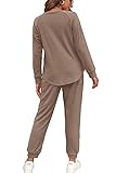 Two Piece Outfits for Women Dressy, Soft Lounge Sets Long Pants Khaki XX-Large