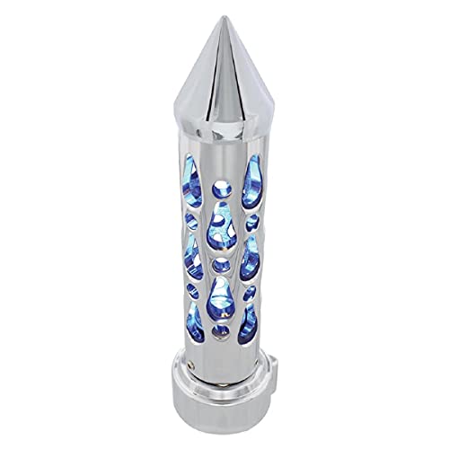 UNITED PACIFIC 70722 Manual Transmission Shift Knob, Gearshift Knob, Chrome, Brooklyn 13/15/18 Speed Spike, with High Power LED, Blue