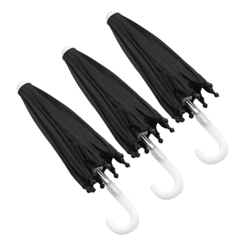 UPKOCH Mini Umbrellas for Doll, 3pcs Doll Umbrella Miniature Black Adjustable Umbrellas Cute Tiny Umbrellas Mini Sun Rainy Umbrella for 18 Inch People Photography Props, 26.00X26.00X21.50CM