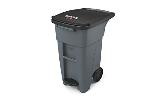 Rubbermaid Commercial Products Brute Step-On Rollout Trash/Garbage Can/Bin with Wheels 32 GAL Gray for Restaurants/Hospitals/Back of House/Warehouses/Home