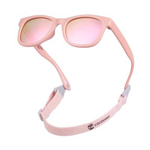 COCOSAND Flexible Polarized Baby Sunglasses with Strap UV Protection for Toddler Infant Newborn Girl Boy Age 0-24 Months