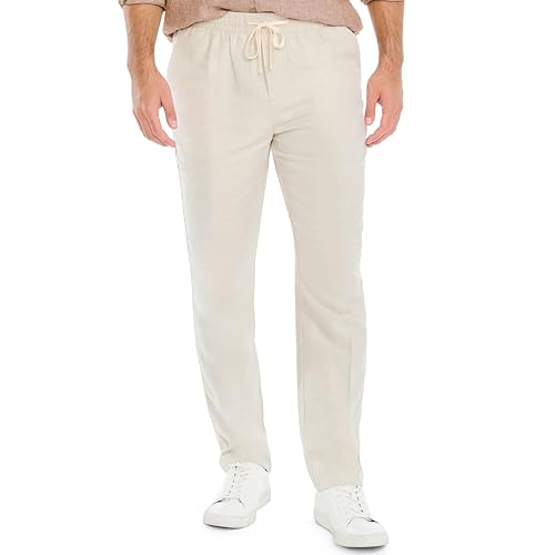 Nautica Men's Classic Fit Linen Drawstring Pant, Wheat Flax