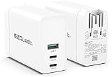 EZQuest 120W USB C Charger - 2X USB-C, 1X USB-A Port, with 2 Meter USB C Charger Cable Fast Charging Block or GAN Charger - EU Converter Compatible for MacBook Pro, iPad Pro & Other Type C Devices