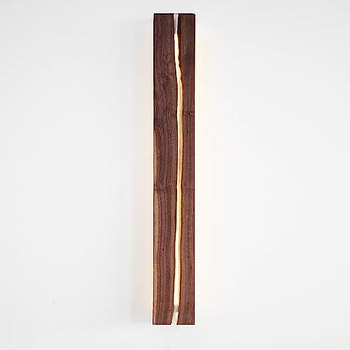 Renter Friendly Dimmable LED Wall Light Indoor Bamboo Wood Long Wall Lamp 12W Linear Wall Sconce Nordic Minimalism Vintage Rustic Farmhouse Wall Mount Bar For Bedroom Hallway Living Room Foyer Porch