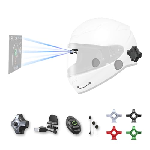 MOTOEYE E6 Motorcycle Helmet HUD, Head Up Display, Bluetooth,GPS, CarPlay, Android Auto, Mesh Intercom, Rearview Camera, Remote Control, Noise Reduction, RGB Lights, IP66 for All Helmets