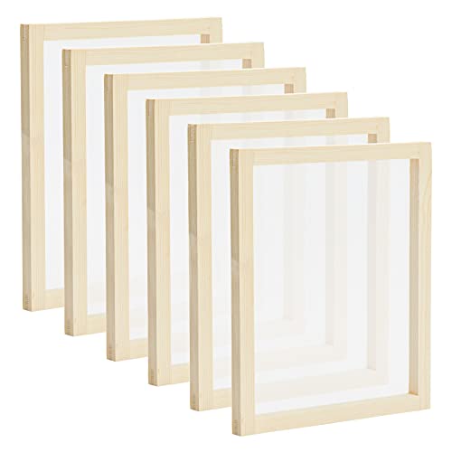 Bright Creations 6 Pack Wood Silk Screen Printing Frame Kit for Beginners and Kids, 10x12 Wood Frame, 110 White Mesh