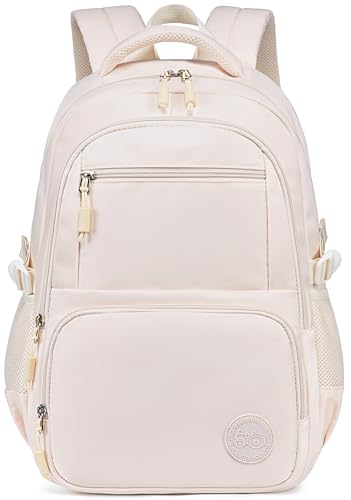 Bluboon Backpacks for School Girls Backpack Kids Bookbag Cute Backpack 8-12 School Supplies (Beige)