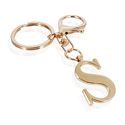 LAXPICOL Gold Keychain Letter S Keychains for Women Men Bag Charms Purse Charms For Handbags Metal Alphabet Initial Letter Key Ring Keychain