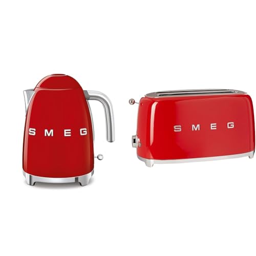 SMEG 7 CUP Kettle (Red) & TSF02RDUS 50's Retro Style 4 Slice Toaster, Red, large
