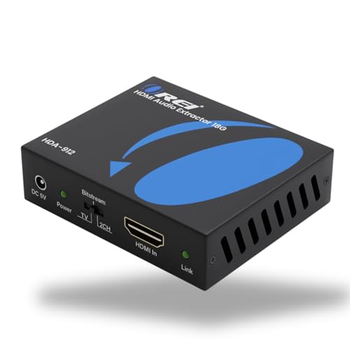 OREI 4K 60Hz 18G HDMI 2.0 Audio Converter Extractor - SPDIF + 3.5mm Output - HDCP 2.2 - Dolby Digital/DTS Passthrough CEC, HDR, Dolby Vision, HDR10 Support (HDA-912)