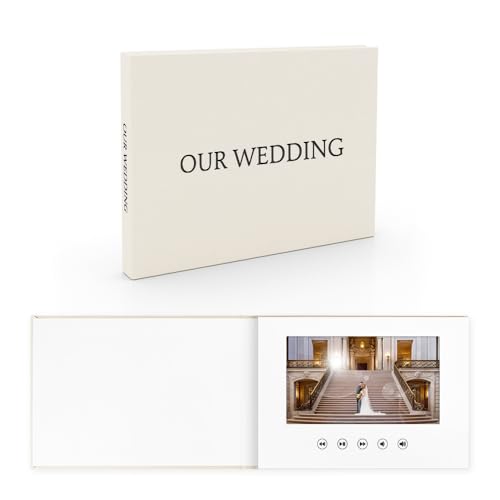 OUR WEDDING - Black Foil Luxury Linen Bound Video Book Album With 7" IPS Display, 4GB Memory & Rechargeable Battery (Up to 3 Hours)