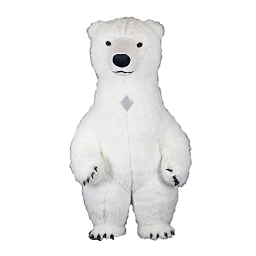 Huge Inflatable Polar Bear Costume Furry Walking Mascot Blow Up Suit for Entertainments (2.6m)