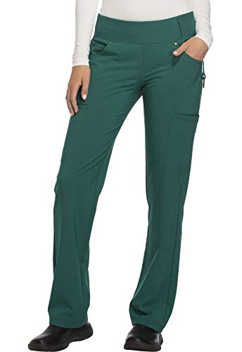 Iflex Scrubs for Women, Yoga-Inspired Knit Waistband Scrub Pants CK002, S, Hunter Green
