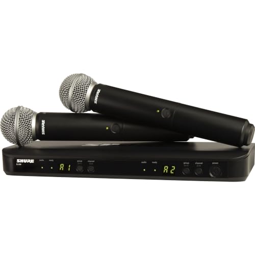 Shure BLX288/SM58 Wireless Microphone System - 14-Hour Battery Life, 300 ft Range, UHF | Includes (2) SM58 Handheld Vocal Mics, Dual Channel Receiver | H9 Band (BLX288/SM58-H9)