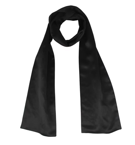 100% Silk Scarf for Women 58”*6.4” Long Shawls for Headscarf and Neck- Oblong Hair Wraps with Gift Packed (Solid Color-Black)